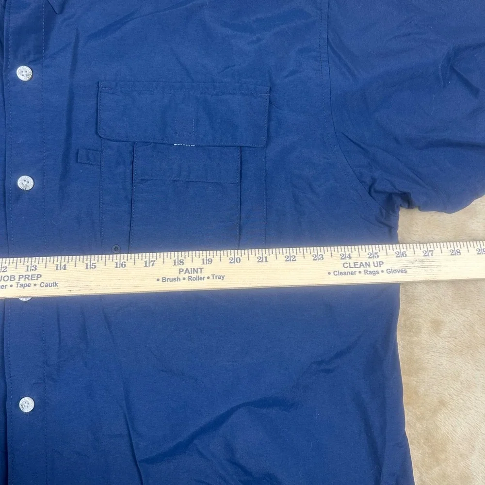 Columbia PFG Bahama Mens XL Navy Blue Short Sleeve Fishing Shirt‎ Omni-Shade UPF